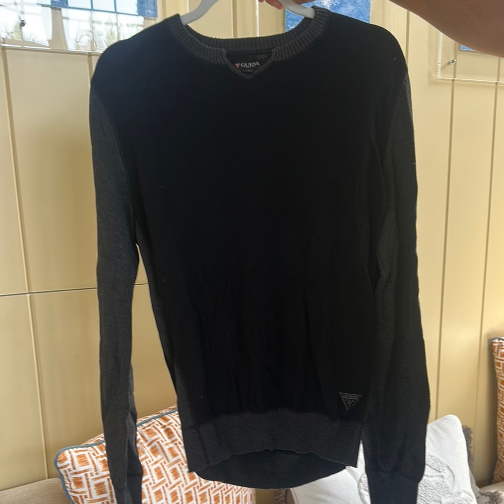 Guess Black and Gray Crewneck Sweater